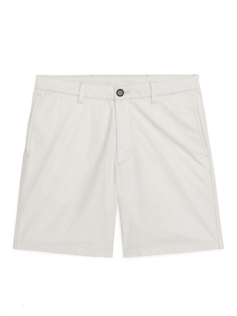 Pantaloni Scurti Arket Bumbac Barbati Albi | Romania-FCQV02593
