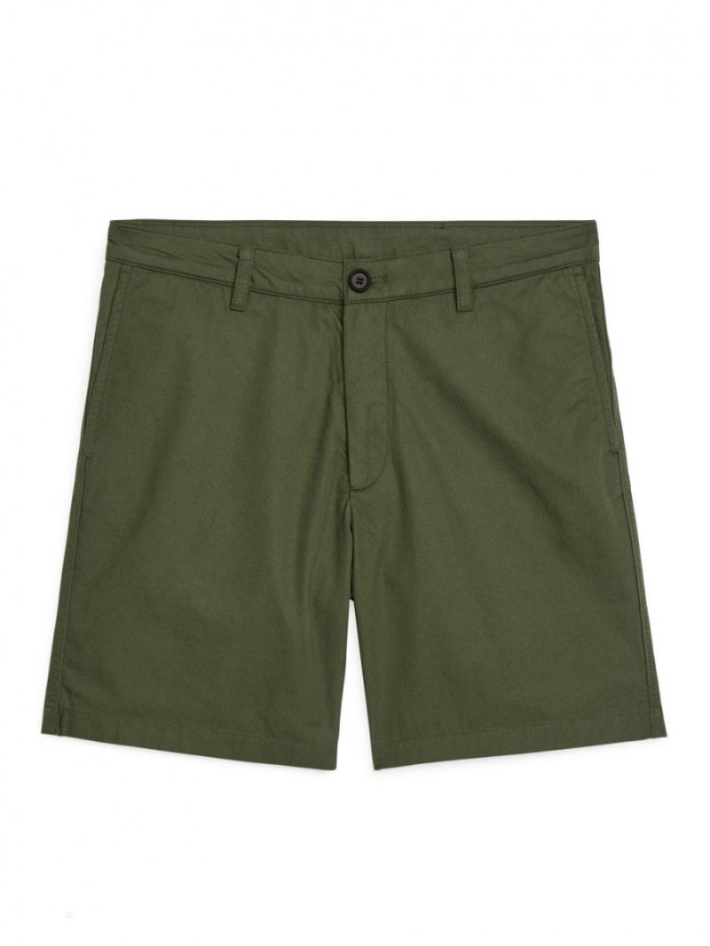 Pantaloni Scurti Arket Bumbac Barbati Verzi | Romania-MPEK41925