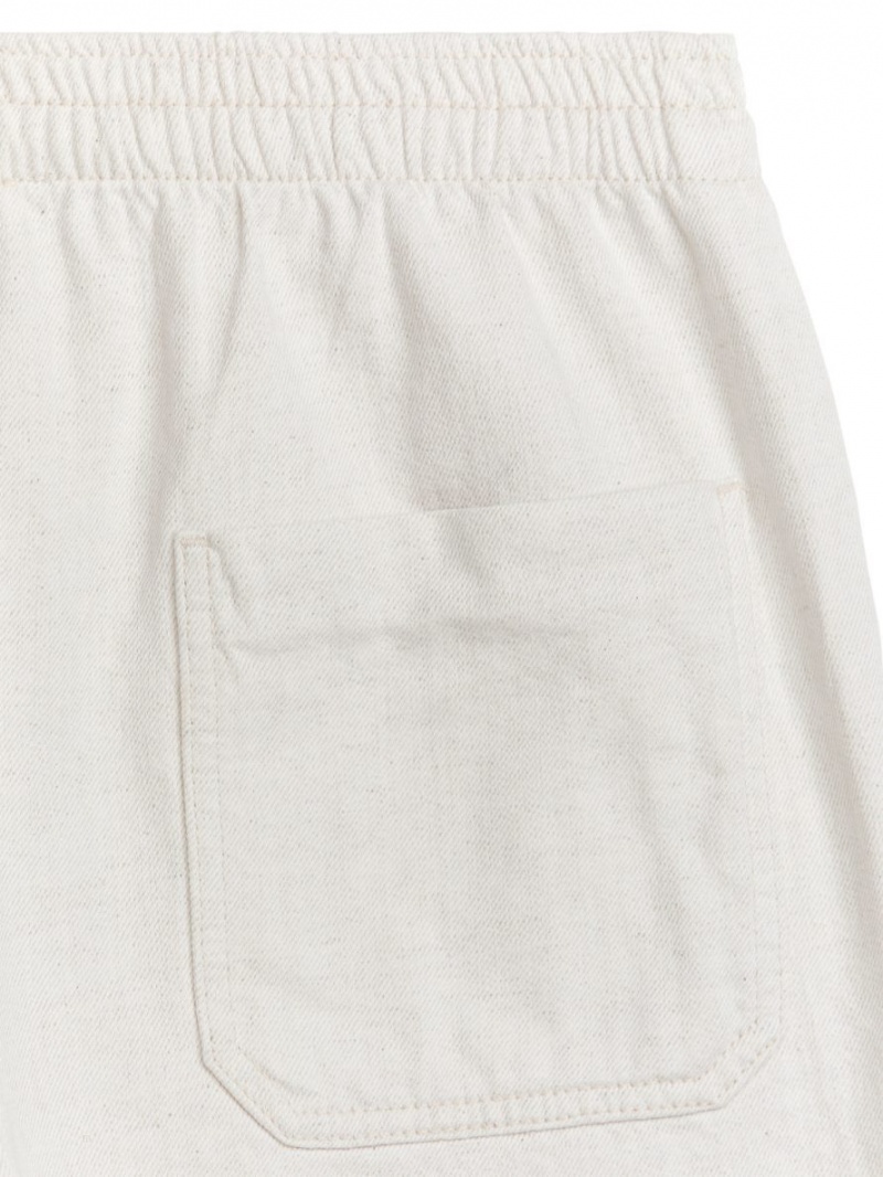 Pantaloni Scurti Arket Bumbac Linen Drawstring Barbati Albi | Romania-PCDH32907