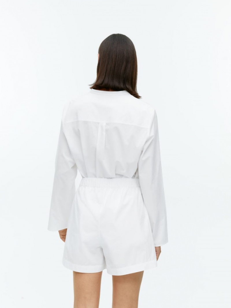 Pantaloni Scurti Arket Bumbac Pull-On Dama Albi | Romania-SMEO35910