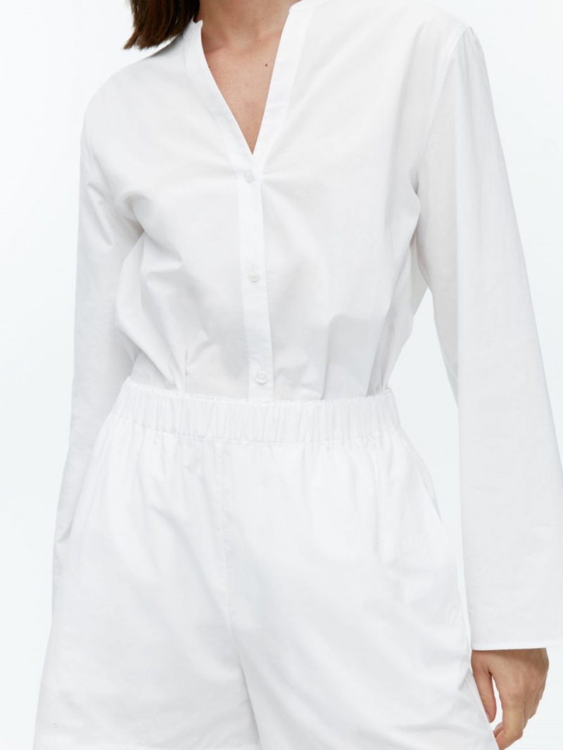 Pantaloni Scurti Arket Bumbac Pull-On Dama Albi | Romania-SMEO35910