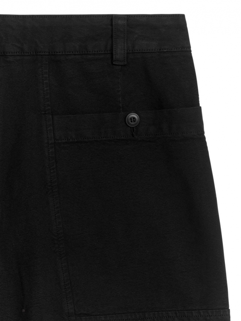 Pantaloni Scurti Arket Bumbac Utility Barbati Negrii | Romania-UXNH15038