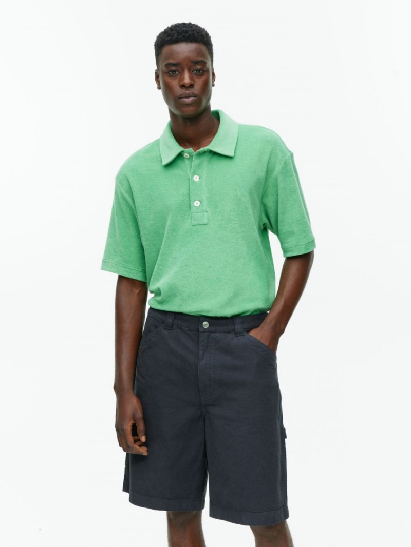 Pantaloni Scurti Arket Bumbac Utility Barbati Albastri Inchis | Romania-IKES68902