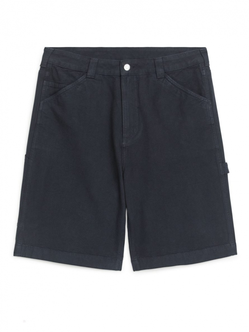 Pantaloni Scurti Arket Bumbac Utility Barbati Albastri Inchis | Romania-IKES68902