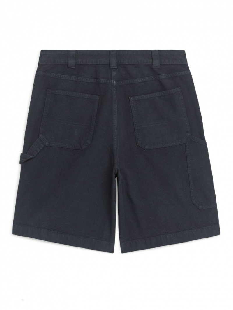 Pantaloni Scurti Arket Bumbac Utility Barbati Albastri Inchis | Romania-IKES68902