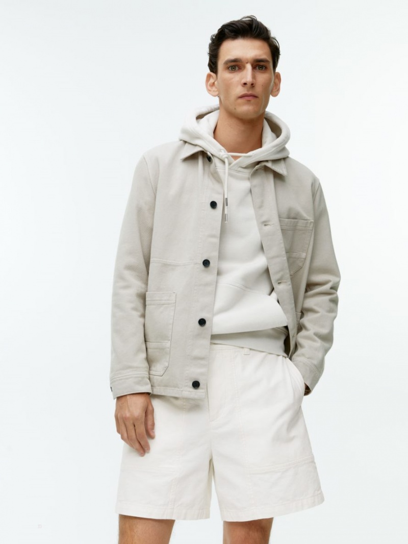 Pantaloni Scurti Arket Bumbac Utility Barbati Albi | Romania-WPNB35210