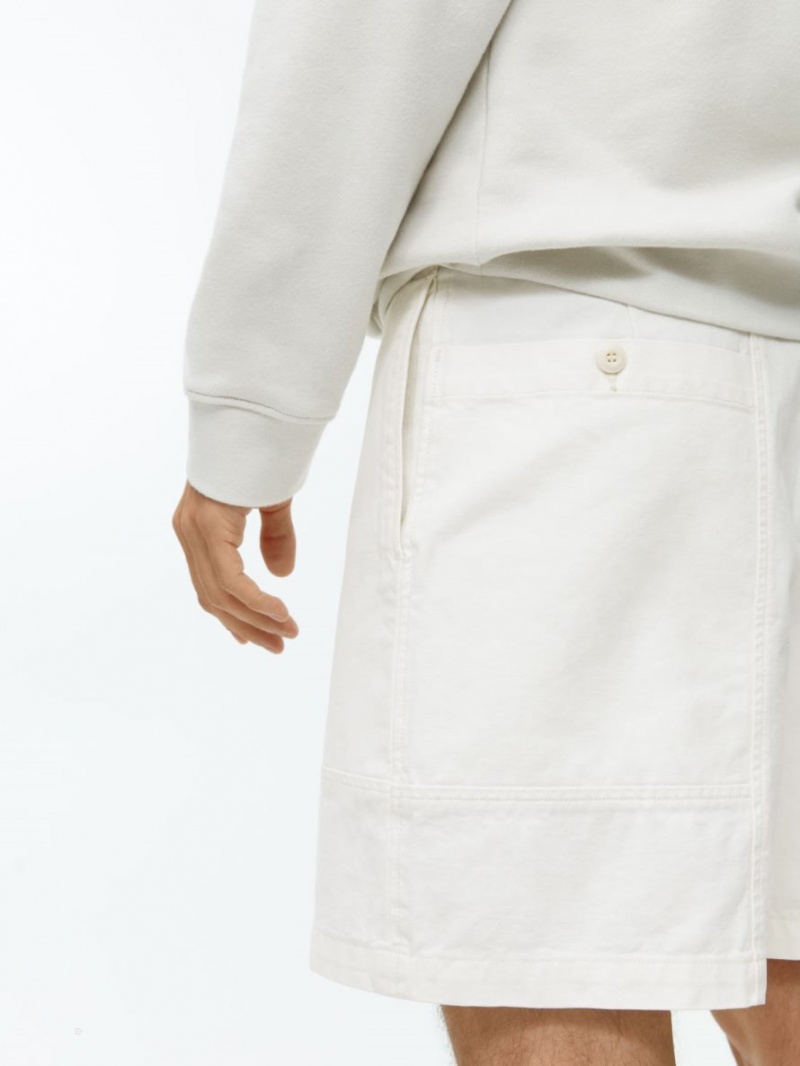 Pantaloni Scurti Arket Bumbac Utility Barbati Albi | Romania-WPNB35210