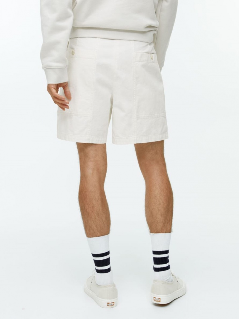 Pantaloni Scurti Arket Bumbac Utility Barbati Albi | Romania-WPNB35210
