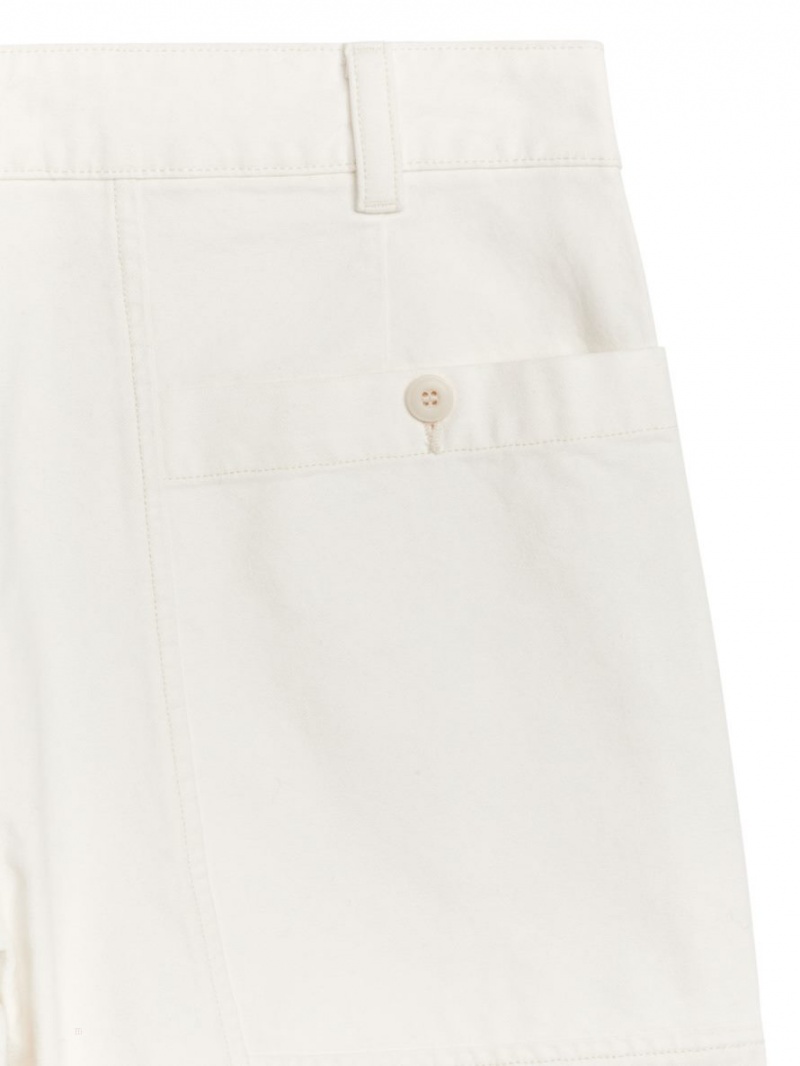 Pantaloni Scurti Arket Bumbac Utility Barbati Albi | Romania-WPNB35210
