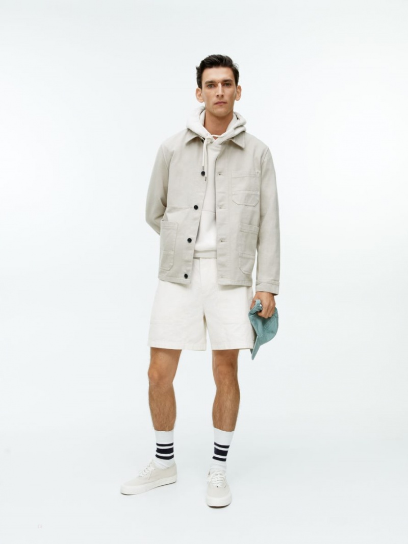 Pantaloni Scurti Arket Bumbac Utility Barbati Albi | Romania-WPNB35210