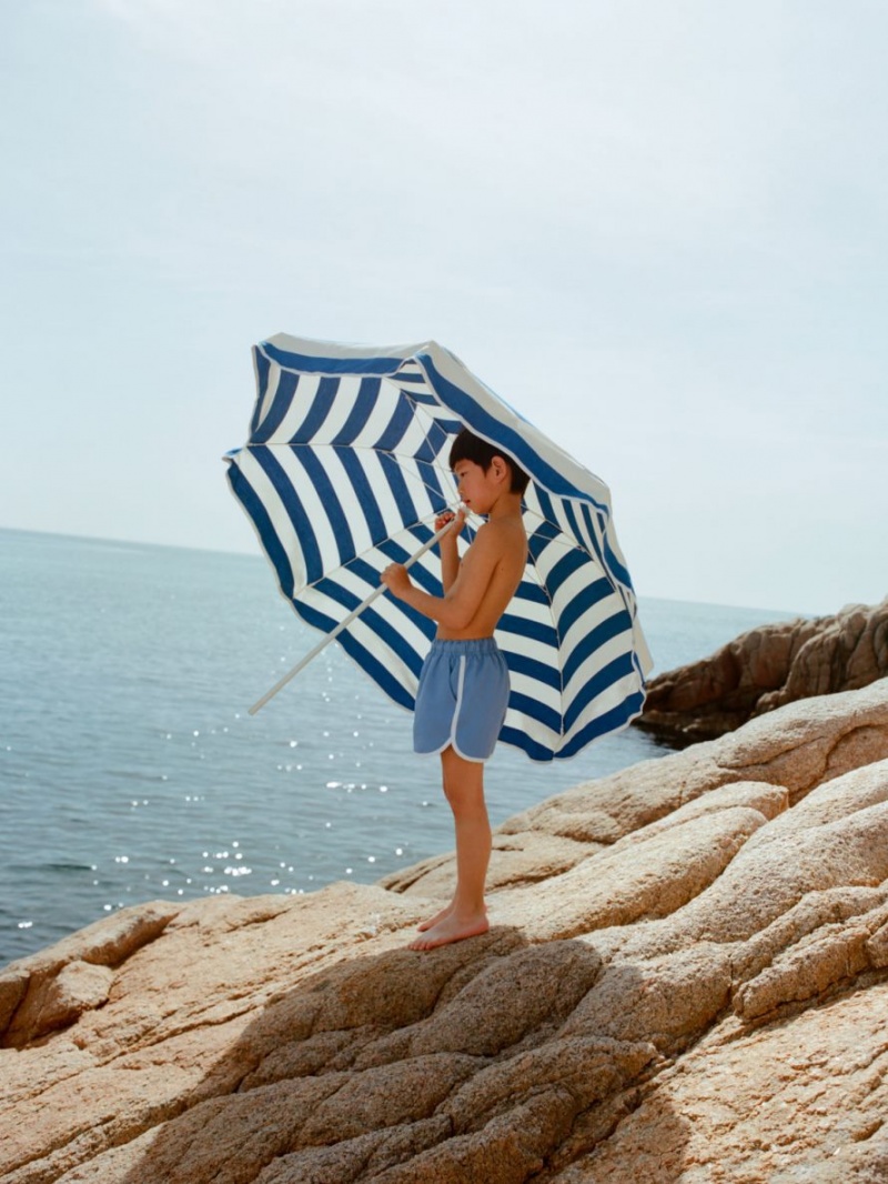 Pantaloni Scurti Arket Contrast Binding Swim Fete Albastri Albi | Romania-WBQT52403
