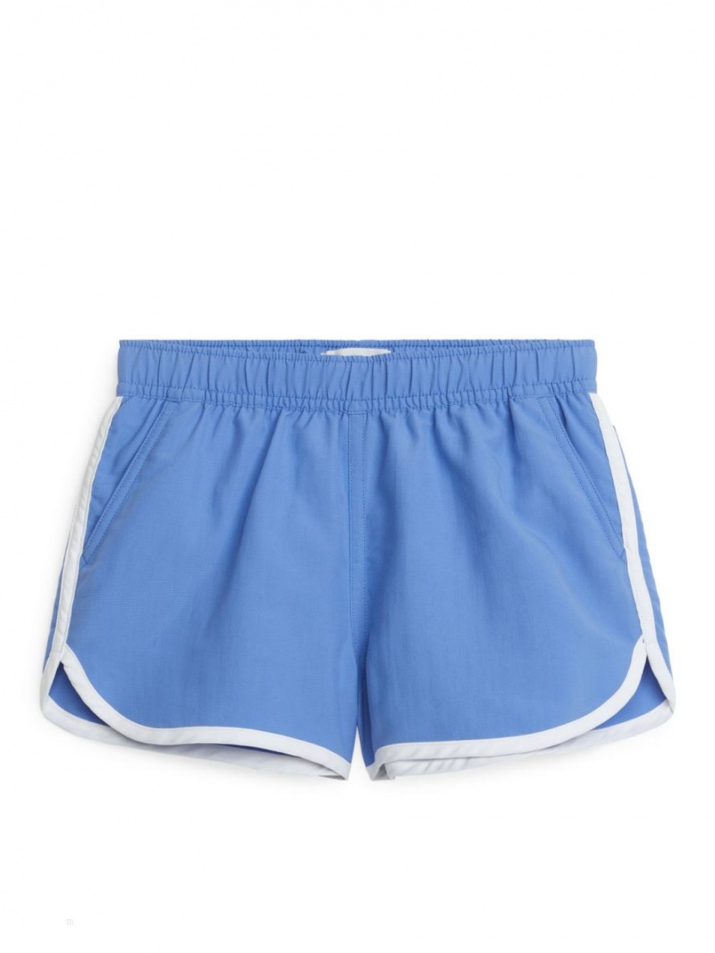 Pantaloni Scurti Arket Contrast Binding Swim Fete Albastri Albi | Romania-WBQT52403