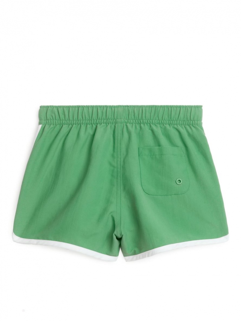 Pantaloni Scurti Arket Contrast Binding Swim Fete Verzi Albi | Romania-ILUP58076