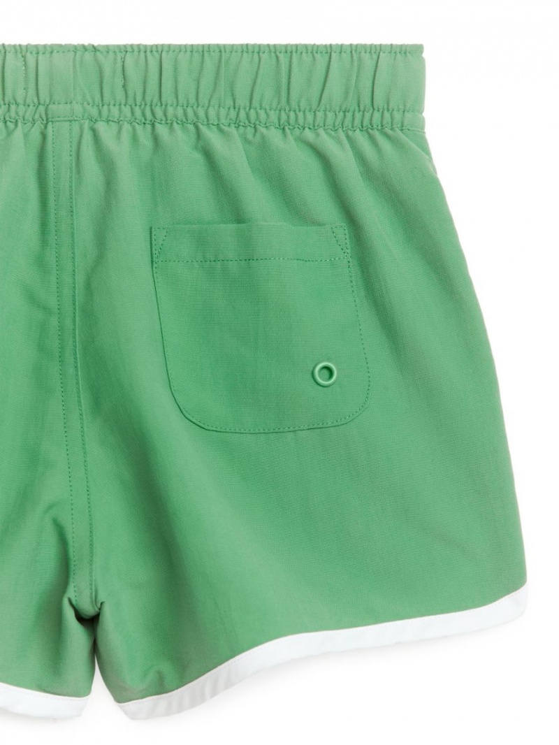 Pantaloni Scurti Arket Contrast Binding Swim Fete Verzi Albi | Romania-ILUP58076