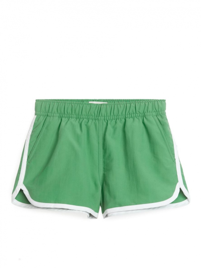 Pantaloni Scurti Arket Contrast Binding Swim Fete Verzi Albi | Romania-ILUP58076
