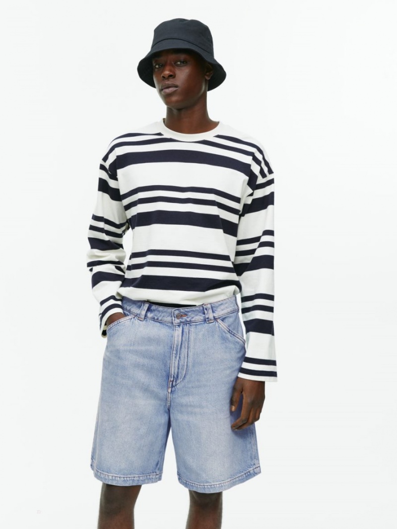 Pantaloni Scurti Arket Drept Denim Barbati Albastri Deschis | Romania-AWED64238