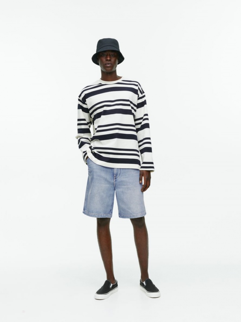 Pantaloni Scurti Arket Drept Denim Barbati Albastri Deschis | Romania-AWED64238