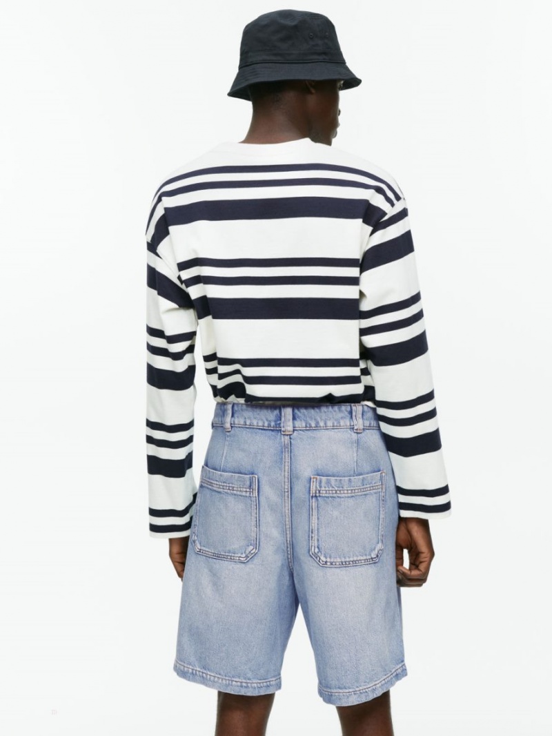 Pantaloni Scurti Arket Drept Denim Barbati Albastri Deschis | Romania-AWED64238