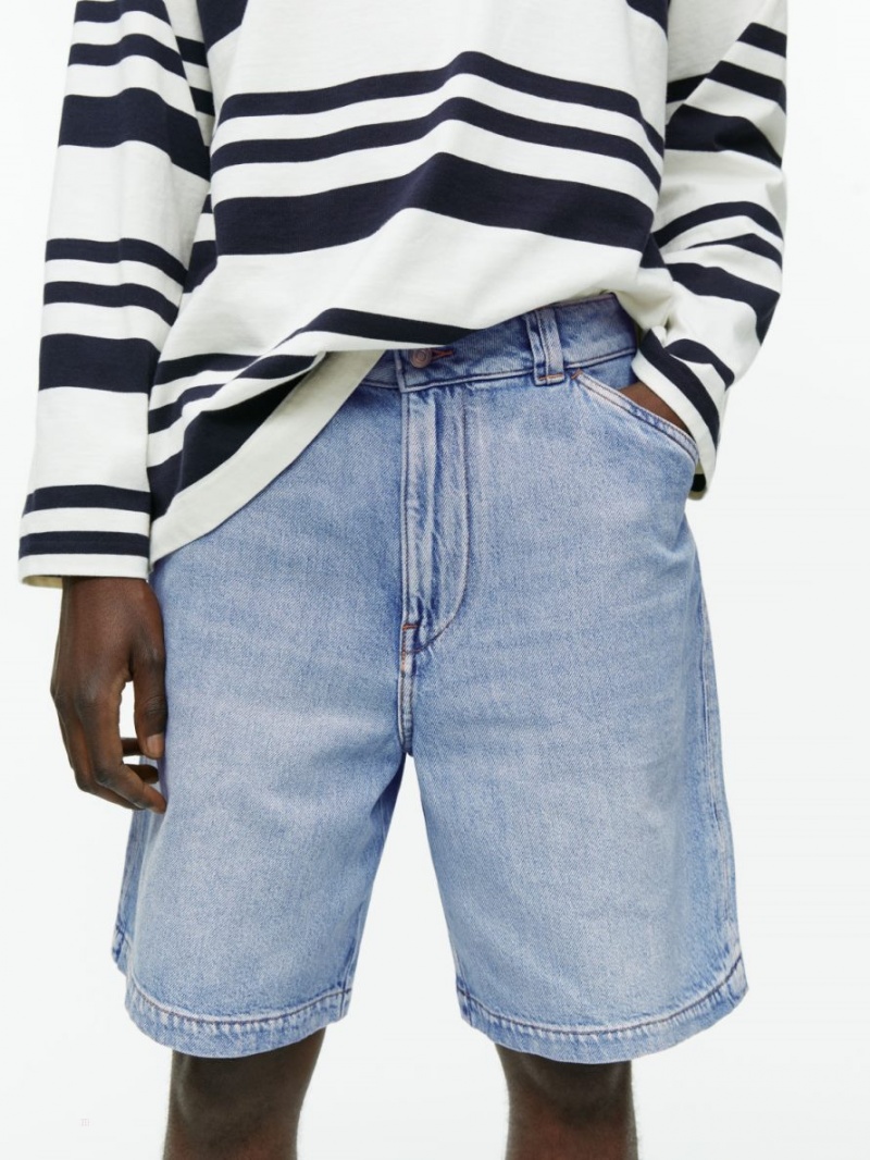 Pantaloni Scurti Arket Drept Denim Barbati Albastri Deschis | Romania-AWED64238