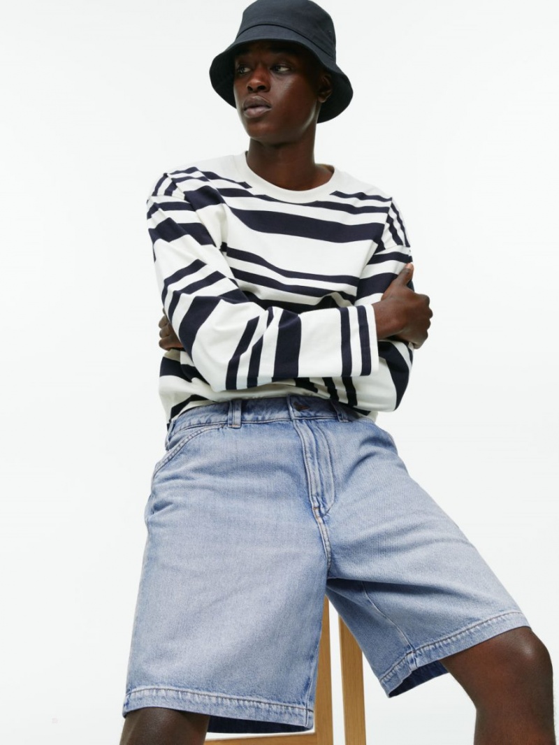 Pantaloni Scurti Arket Drept Denim Barbati Albastri Deschis | Romania-AWED64238