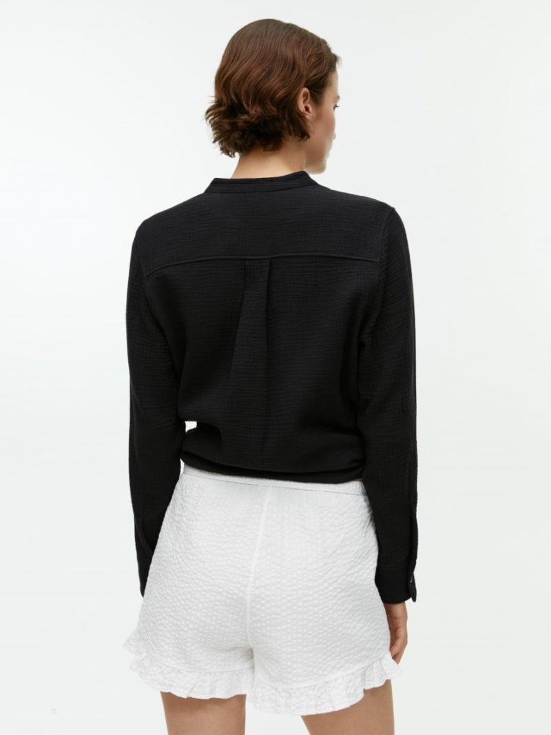 Pantaloni Scurti Arket Frill Seersucker Dama Albi | Romania-QFAO05368