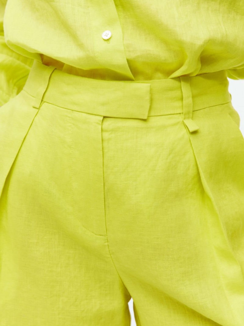 Pantaloni Scurti Arket High Talie Linen Dama Galbeni | Romania-PJBT02153