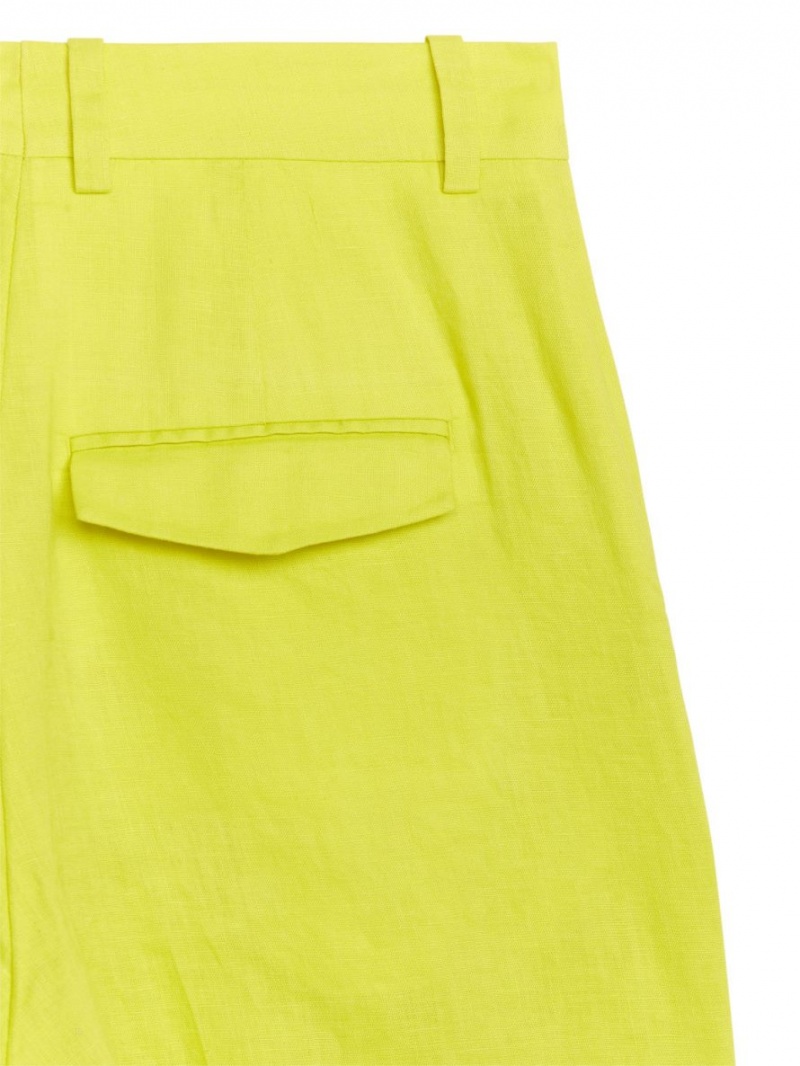 Pantaloni Scurti Arket High Talie Linen Dama Galbeni | Romania-PJBT02153