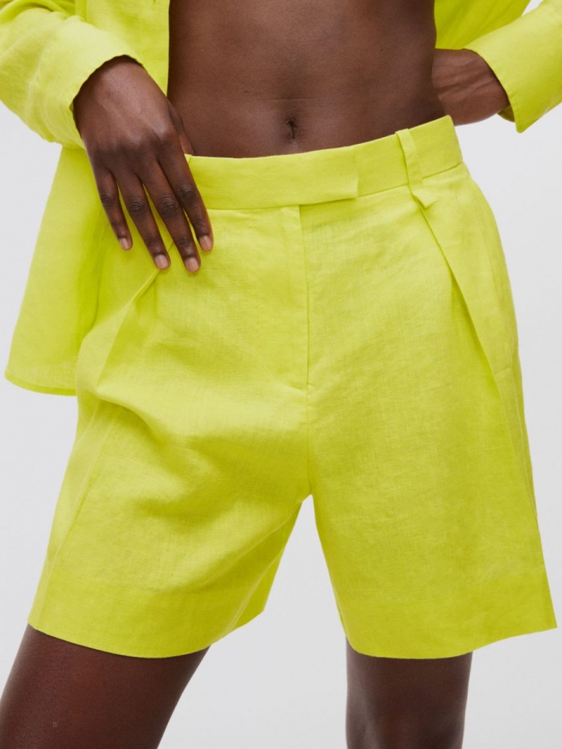 Pantaloni Scurti Arket High Talie Linen Dama Galbeni | Romania-PJBT02153