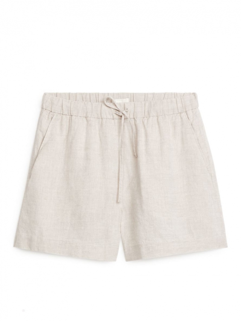 Pantaloni Scurti Arket Linen Dama Bej | Romania-YWTJ19867