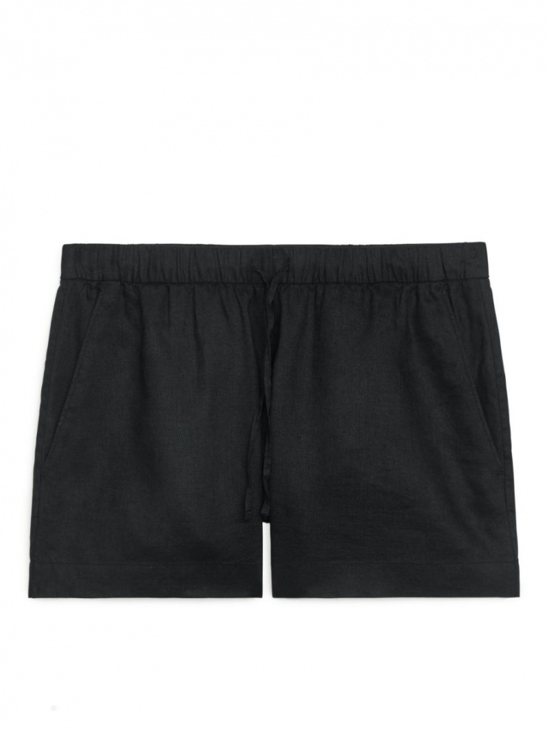 Pantaloni Scurti Arket Linen Dama Negrii | Romania-KUPF59136