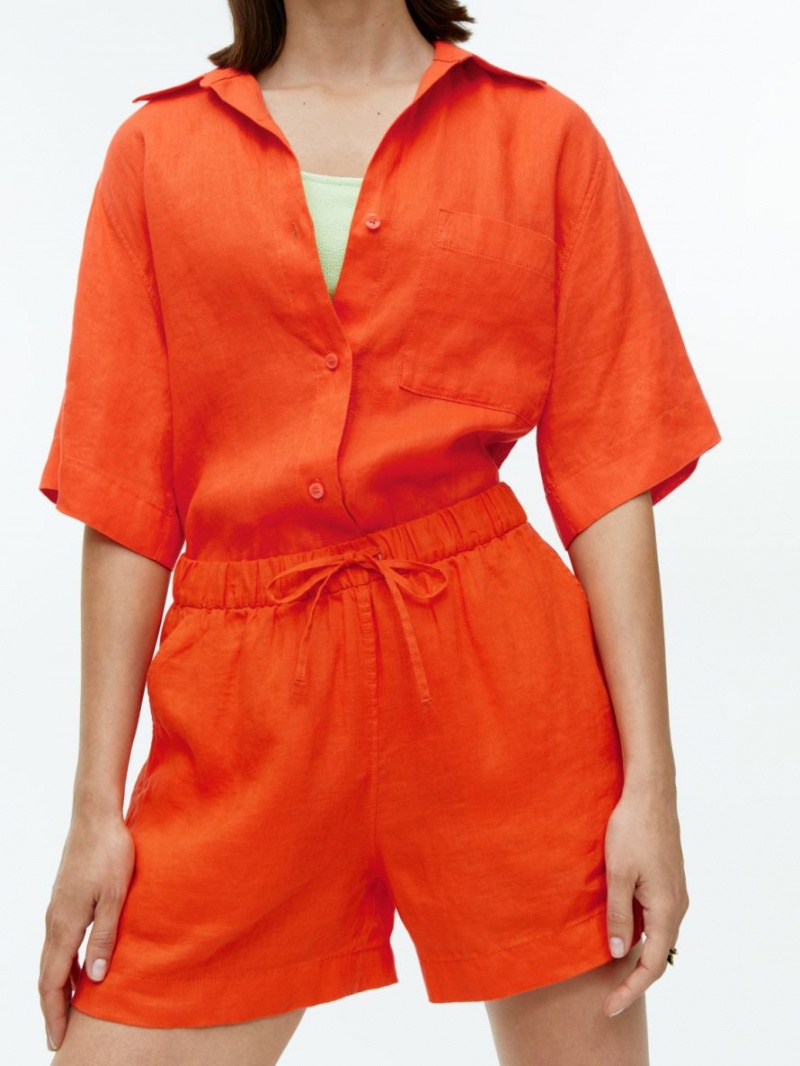 Pantaloni Scurti Arket Linen Dama Portocalii | Romania-WVGK81734