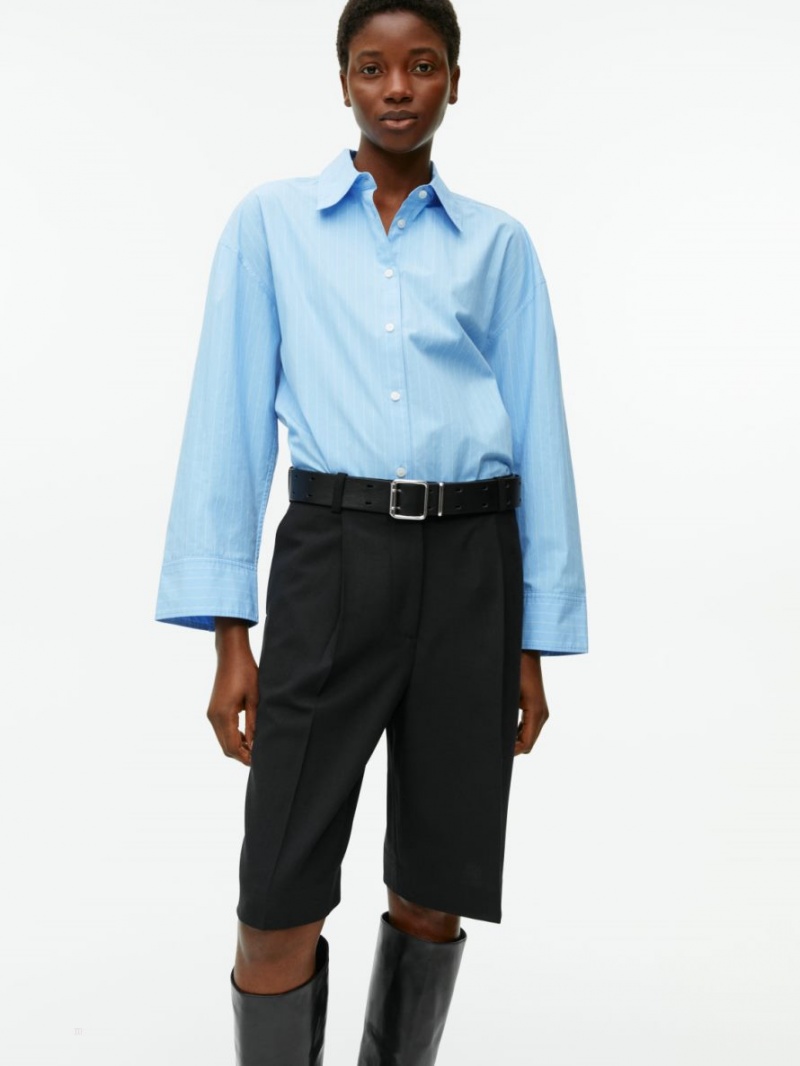 Pantaloni Scurti Arket Lână Blend Culottes Dama Negrii | Romania-KENY80124