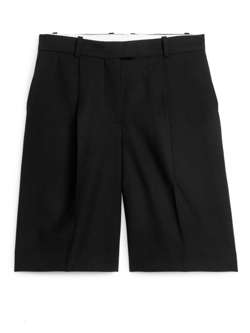 Pantaloni Scurti Arket Lână Blend Culottes Dama Negrii | Romania-KENY80124