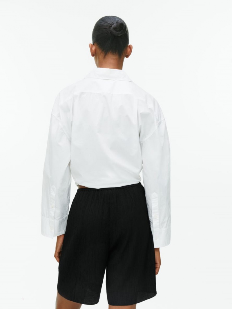 Pantaloni Scurti Arket Loose Fit Crinkled Dama Negrii | Romania-JHBK72368