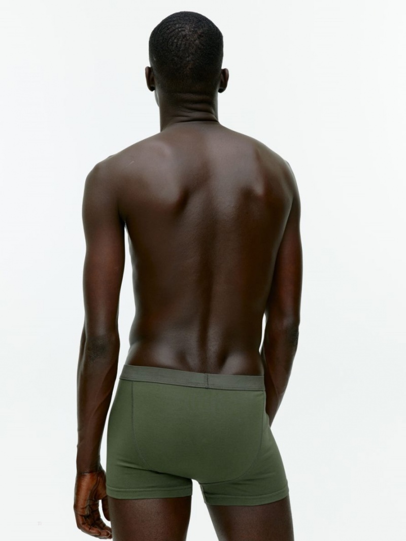 Pantaloni Scurti Arket Pima Bumbac Trunks, Set of 3 Barbati Verzi Inchis | Romania-QIAY65193
