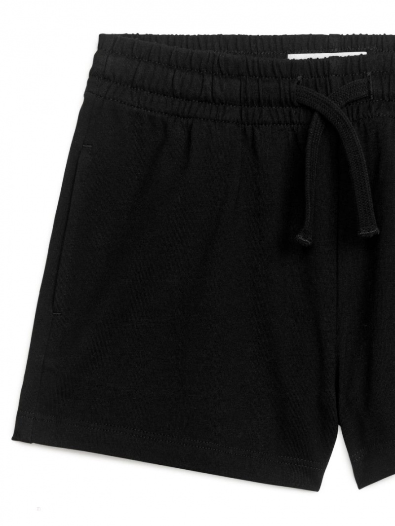 Pantaloni Scurti Arket Relaxed Jersey Fete Negrii | Romania-XHWC64378