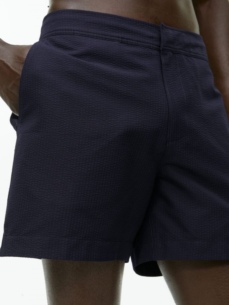 Pantaloni Scurti Arket Seersucker Swim Barbati Albastri Inchis | Romania-RAEI82635