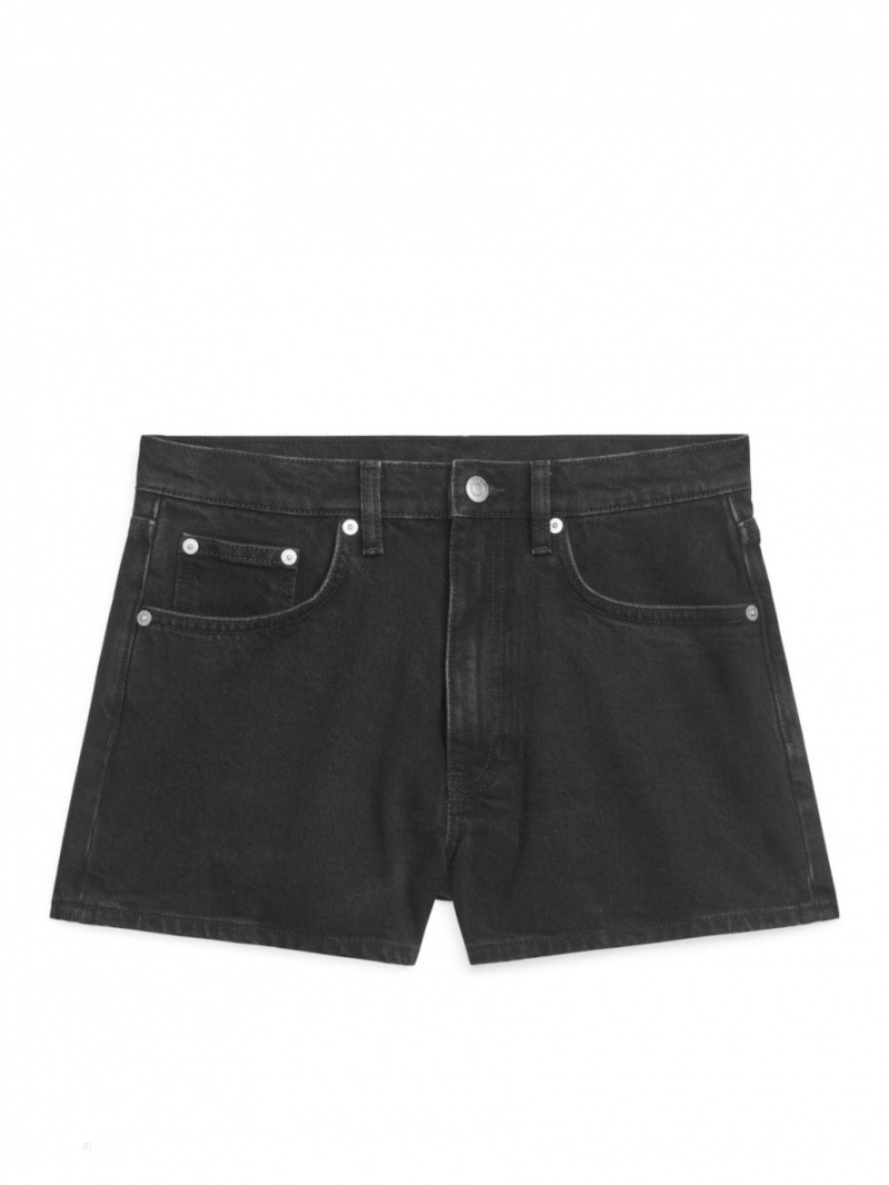 Pantaloni Scurti Arket Stretch Denim Dama Negrii | Romania-PKDB74902