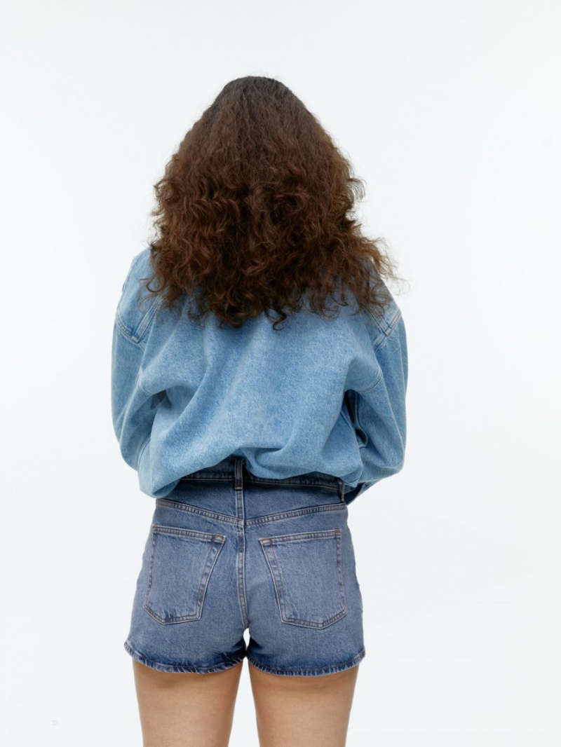 Pantaloni Scurti Arket Stretch Denim Dama Albastri | Romania-RYMB94512