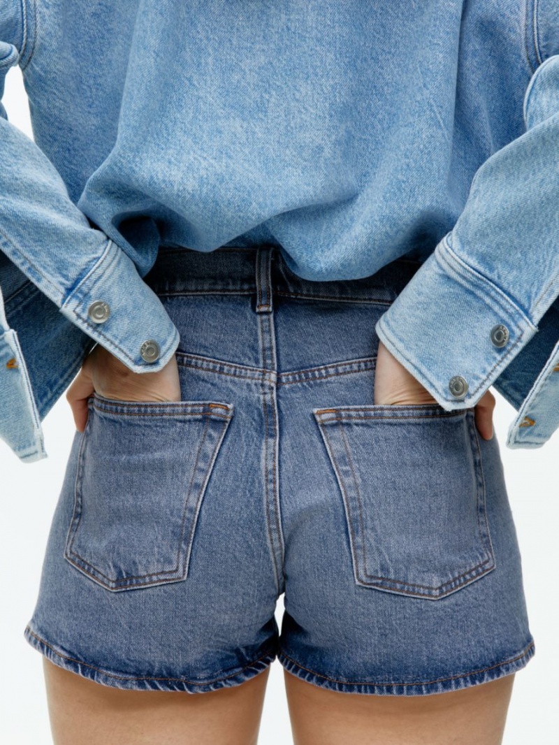 Pantaloni Scurti Arket Stretch Denim Dama Albastri | Romania-RYMB94512