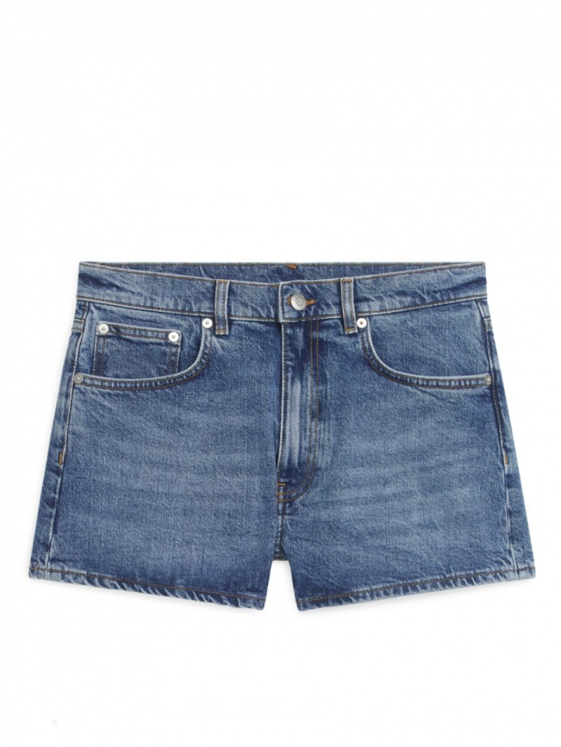 Pantaloni Scurti Arket Stretch Denim Dama Albastri | Romania-RYMB94512