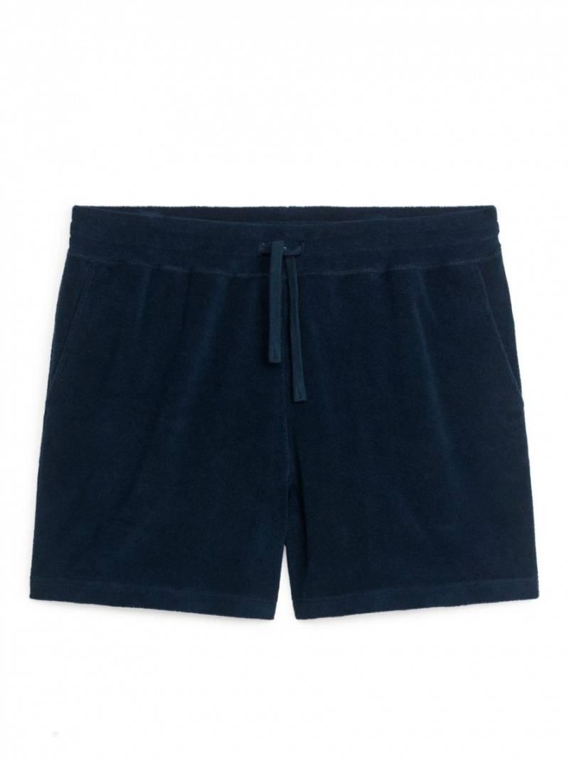 Pantaloni Scurti Arket Towelling Barbati Albastri Inchis | Romania-TJAG73128