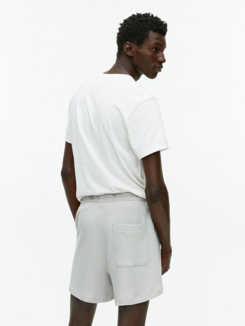 Pantaloni Scurti Arket Waffle-Knit Bumbac Barbati Gri | Romania-URZH82695