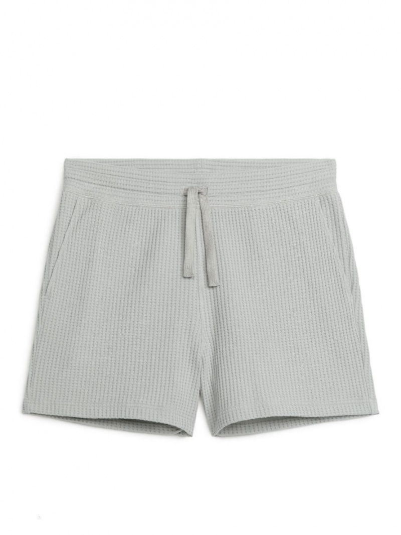 Pantaloni Scurti Arket Waffle-Knit Bumbac Barbati Gri | Romania-URZH82695