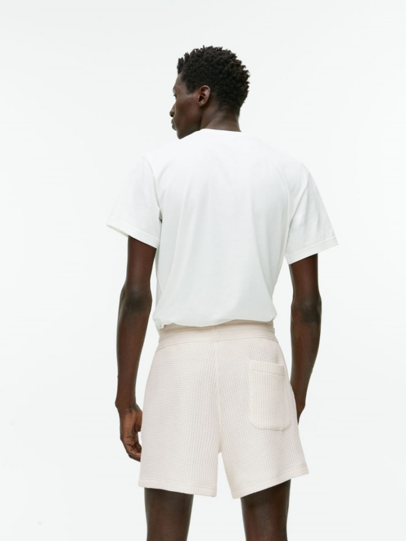 Pantaloni Scurti Arket Waffle-Knit Bumbac Barbati Albi | Romania-AROM53492