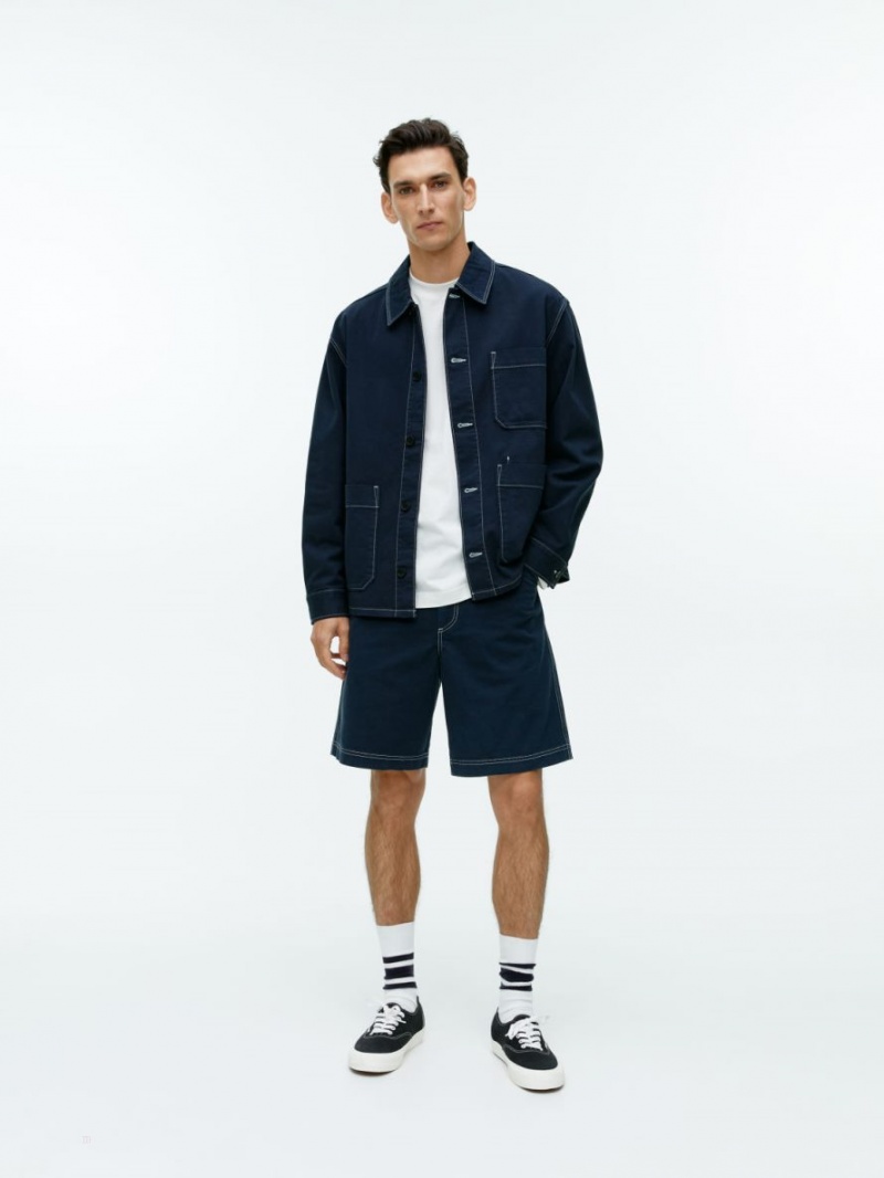 Pantaloni Scurti Arket Workwear Barbati Albastri Inchis Albi | Romania-RABX83472
