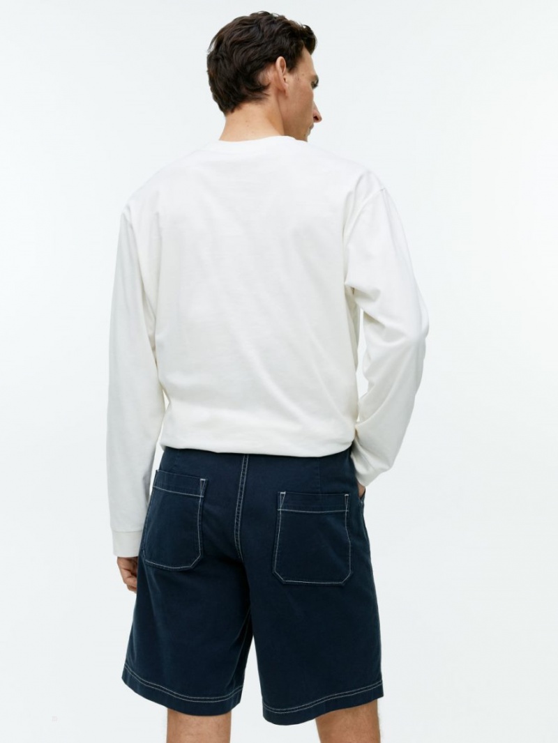 Pantaloni Scurti Arket Workwear Barbati Albastri Inchis Albi | Romania-RABX83472