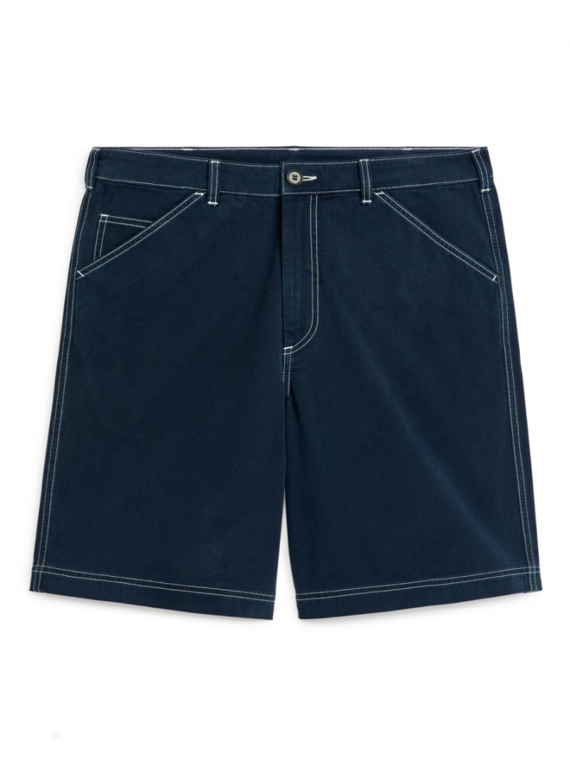 Pantaloni Scurti Arket Workwear Barbati Albastri Inchis Albi | Romania-RABX83472