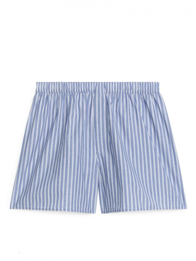 Pantaloni Scurti Arket Woven Bumbac Boxers, Set of 2 Barbati Albastri | Romania-QYZN02465