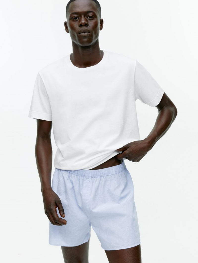 Pantaloni Scurti Arket Woven Bumbac Boxers, Set of 2 Barbati Albastri Albi | Romania-LKGD36520